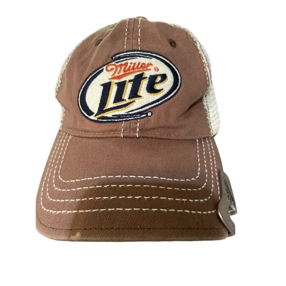 2013 Miller Lite Beer Baseball Cap w BOTTLE OPENER Snapback Hat beer distressed - Picture 1 of 10